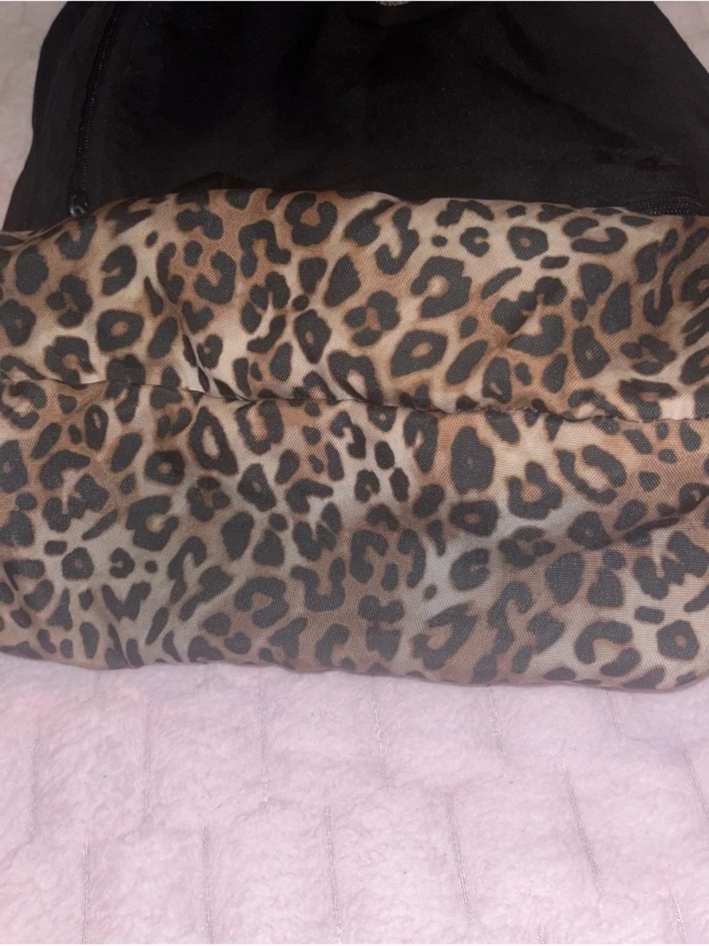 PINK Victoria's Secret Black Backpack with Leopard Print Base